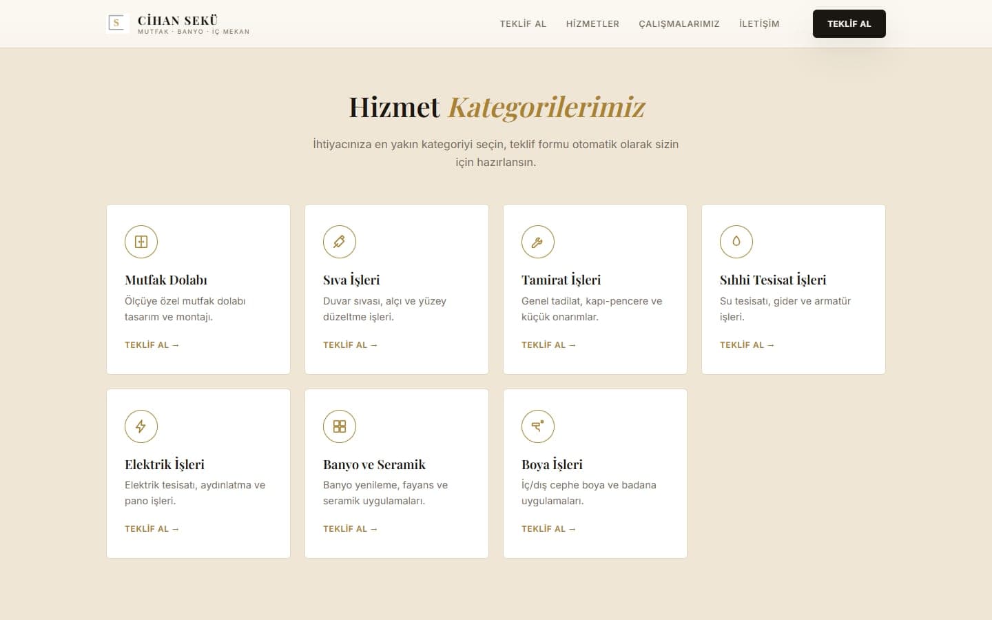 Hizmet kategorileri